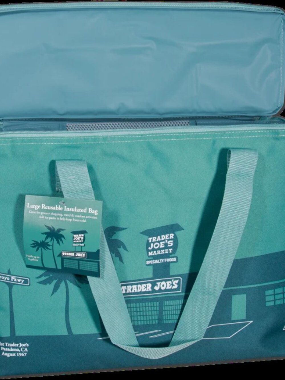 Trader Joe's Dusty Blue Large Reusable Insulated Cooler Bag 8 Gallon NWT - Picture 3 of 4
